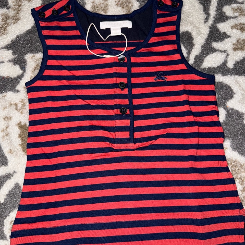 Burberry Red and Navy Striped Top
